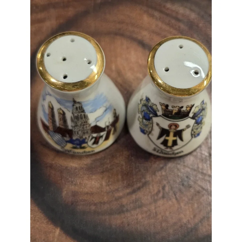 Vintage Porcelain German Beer Stein Salt and Pepper Shaker Set